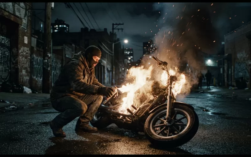 Chorros piroman&iacute;acos robaron una moto en Los Hornos y la prendieron fuego cuando vieron que llegaba la polic&iacute;a